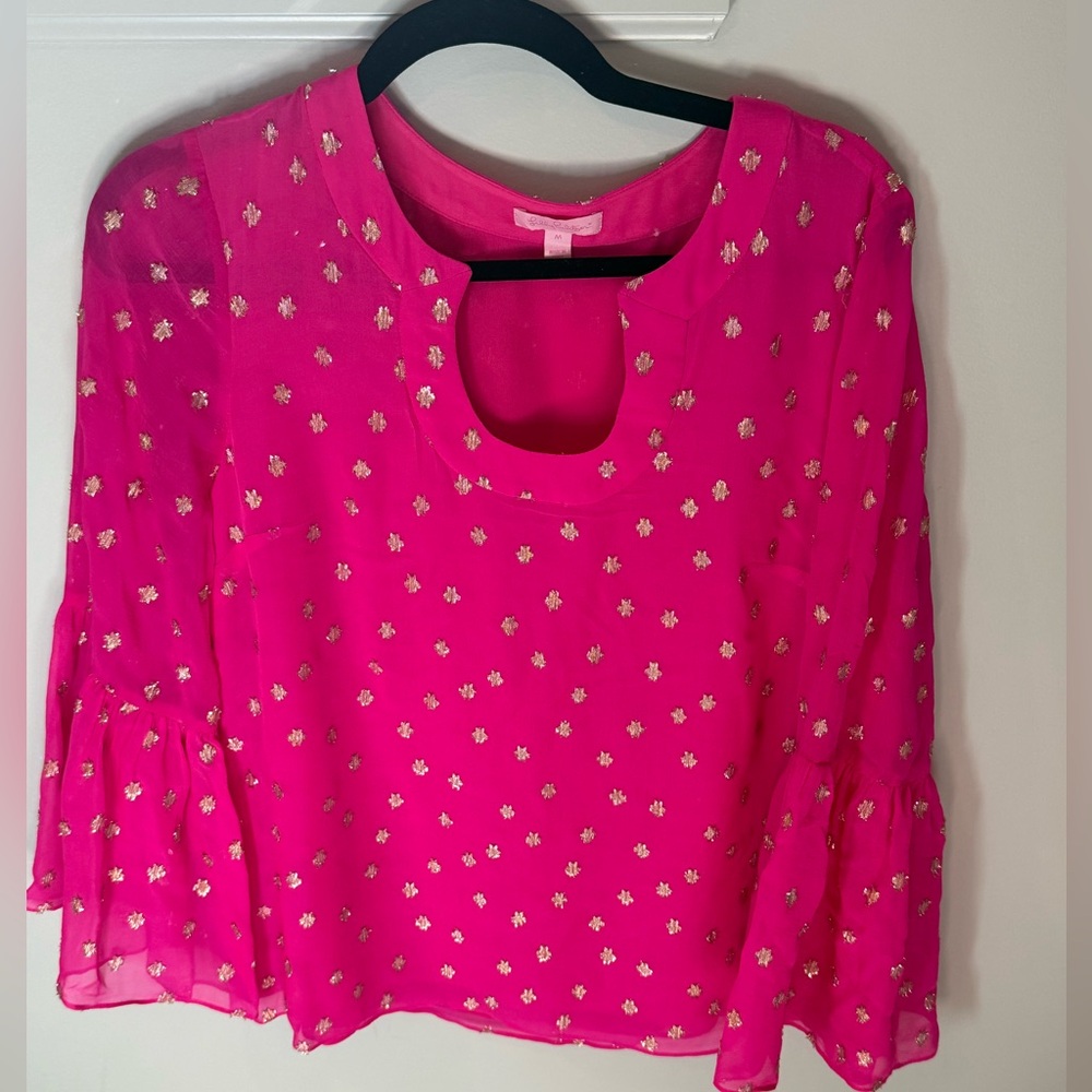 Lilly Pulitzer clip dot blouse , size Medium